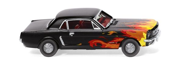 WIK020503 - FORD Mustang Cabriolet Noir avec décoration flammes - 1