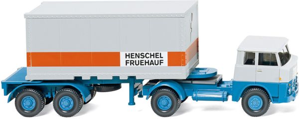 WIK052601 - HENSCHEL HS 14/16 4x2 avec semi porte container 2 essieux et 1 container Henschel Fruehauf - 1