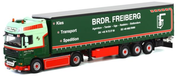 WSI01-1287 - DAF XF 105 Super Space Cab 4x2 et remorque bachée BRDR FREIBERG - 1
