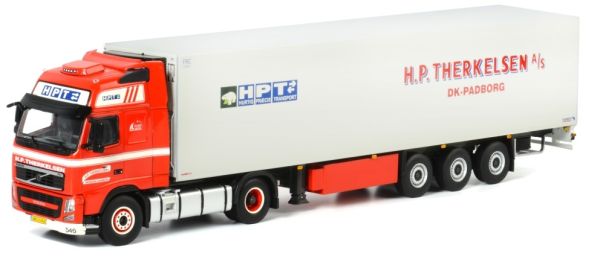 WSI01-1302 - VOVLO FH03 Globetrotter XL 4x2 et remorque frigo SCHMITZ CARGOBULL transport THERKELSEN - 1