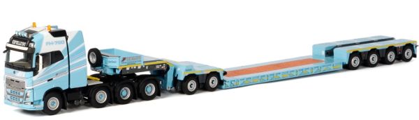 WSI01-1613 - VOLVO FH04 Globetrotter XL 8x4 et remorque porte engins surbaissée NOOTEBOOM transport CEPELLUDO - 1