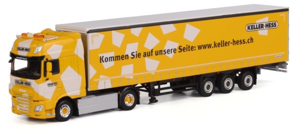 WSI01-1635 - DAF XF 105 Super Space Cab 4x2 et remorque bachée transports KELLER-HESS - 1