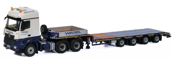 WSI01-2051 - MERCEDES BENZ Arocs MP4 Big Space 6x4 avec semi porte engins 4 essieux extensible transport Wasel - 1