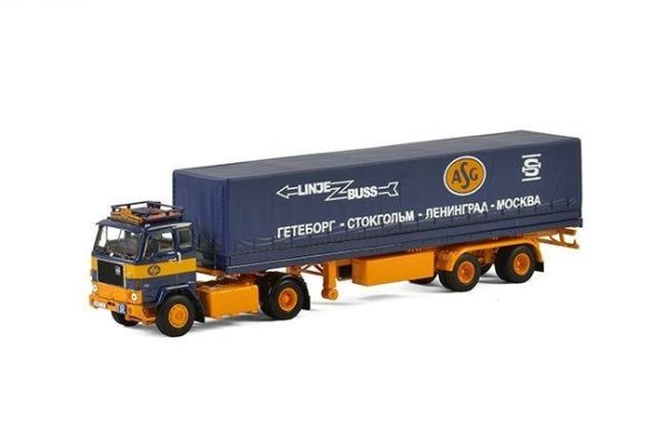 WSI01-2178 - VOLVO F88 ASG 4x2 avec semi bachée 2 essieux transport ASG - 1