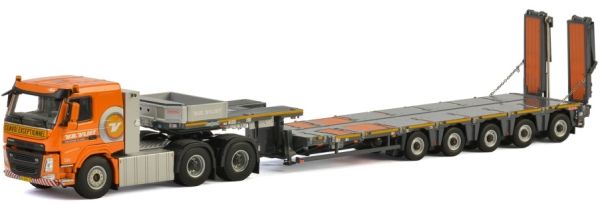 WSI01-2416 - VOLVO FM04 Sleeper Cab 6x4 Van der Vlist avec semi porte engins Nooteboom MCO PX 5 essieux - 1