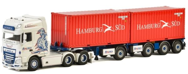 WSI01-2429 - DAF XF Super Space cab 6x2 Oehlrich avec combi porte container et 2 containers 20 pied Hamburg Sud - 1
