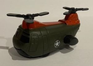 Hélicoptère kaki et orange à friction