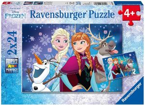 RAV090747 - Puzzle 2x24 Pièces La reine des neiges Aurores boréales