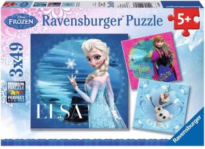 Puzzle 3x49 Pièces La reine des neiges Elsa Anna et Olaf