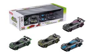 CARRERA15813029 - Pack de 4 Hypercar à friction - grise - verte - jaune - bleu - rose