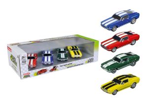 CARRERA15813031 - Pack de 4 voitures FORD Mustang 1967 bleu - Rouge - verte et jaune à friction