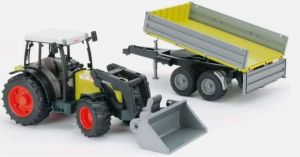 BRU1998 - CLAAS Nectis 267 F avec chargeur et remorque grise et verte