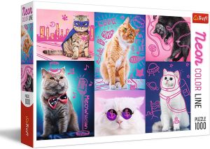TRF10581 - Puzzle 1000 Pièces Les chats avec couleur neon Rose