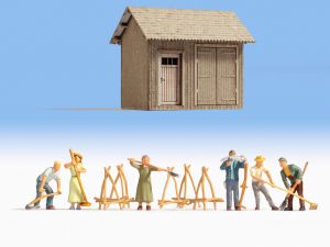 Personnage avec accessoire et cabane