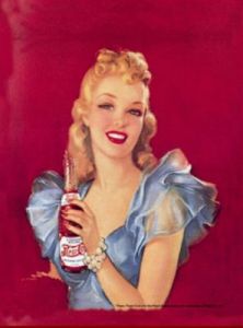 IES09P - Plaque tôlée : Pin-Up rouge Pepsi Cola