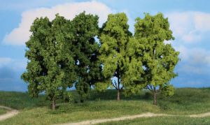 HEK1994 - Lot de 4 arbres à feuilles vert foncé. vert clair 18 cm