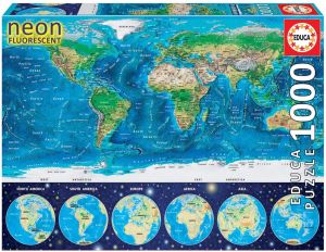 Puzzle 1000 Pièces Carte du monde Fluorescent