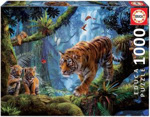 EDU17662 - Puzzle 1000 Pièces Tigres sur l'arbre