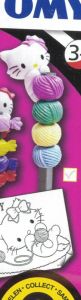Décoration pelote de laine HELLO KITTY pour crayon avec un coloriage