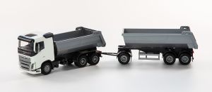 EMEK20352 - VOLVO FH 6x4 porteur benne blanc avec benne 1+2 Essieux