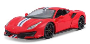 BUR26026 - FERRARI 488 Pista  Rouge avec bandes blanche