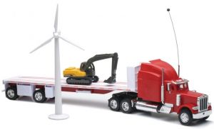 PETERBILT 389 6x4 radio commandé avec remorque 2 essieux, pelle et éolienne Ech:1/32
