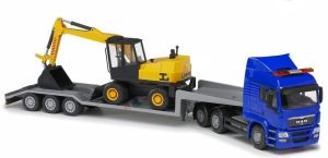 MAN TGS L 6x4 avec porte engins 3 Essieux et pelle sur pneus
