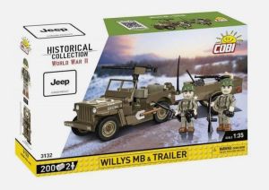 COB3132 - Véhicule militaire JEEP Willys MB avec remorque - 200 Pièces