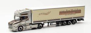 SCANIA HAUBER 4x2 semi remorque bâchée et parois latérales VAN DER HEIJDEN