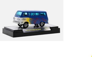 M2M-31600-GS14 - FORD Econoline Van 1965 GASSER bleu avec flammes sous blister