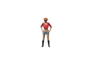 ATLAN32023_ROUGE - Femme debout avec chapeau et lunette haut rouge
