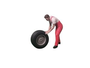 ATLAN32026_ROUGE - Mécanicien poussant objet rouge