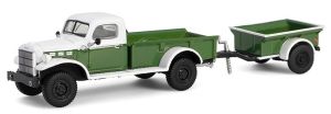 GREEN32320-A - DODGE Power Wagon 1950 avec remorque vert et Blanc de la série HITCH & TOW sous blister