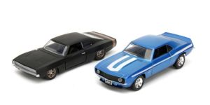 JAD34251 - CHEVROLET Cmaro bleu et DODGE Charger Wide Body Noir FAST & FURIOUS