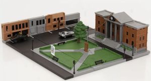 JAD34804 - NANO scéne Palais de justice de Hill Valley avec 2 voitures - RETOUR VERS LE FUTUR