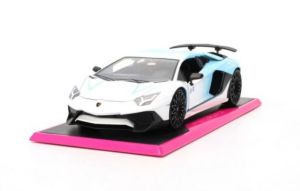 JAD35536 - LAMBORGHINI Aventador SV Blanc et bleu - PINK SLIPS