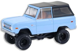 GREEN37330-F - FORD Bronco Custom SUV 1972 bleu de la série BARRETT JACKSON sous blister