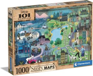 CLE39665 - Puzzle 1000 pièces Disney maps Les 101 Dalmatiens