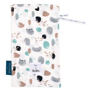 MON SAC A DOUDOU en coton - motifs chats et souris