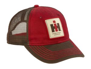 400863 - Casquette marron et rouge avec logo IH aspect vieilli