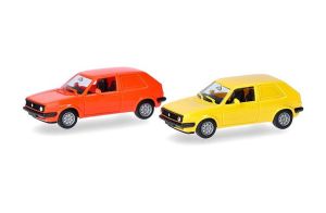 HER014281 - VOLKSWAGEN Golf II 2d rouge et jaune - 2 pièces à assembler
