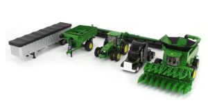 ERT45955 - Ensemble de récolte JOHN DEERE - Tracteur 8R 370 avec remorque - moissonneuse X9 1100 et camion remorque