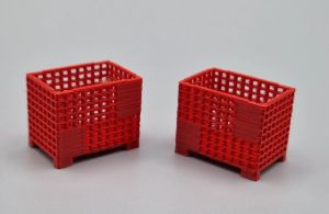 MSM5471/05 - 2 Caisses-palettes grillagées Rouge - L.24 x l.16 x H.19.4 mm