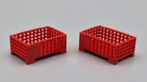 MSM5471/06 - 2 Caisses-palettes grillagées mi-hauteur Rouge - L.24 x l.16 x H.10.3 mm