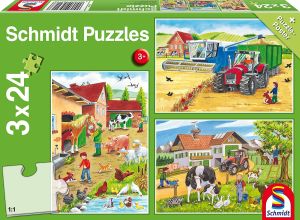 SCM56216 - 3 Puzzles 24 Pièces A la ferme avec poster