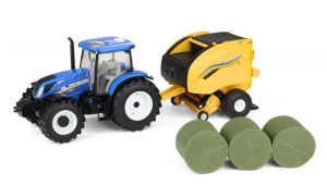 ERT61029 - NEW HOLLAND T6.175 avec presse à balles ronde 561 et 3 balles