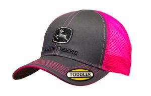 MC63080418CH - Casquette grise avec arrière en filet rose JOHN DEERE pour enfants