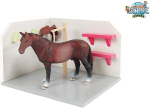 Box de lavage avec un cheval et accessoires