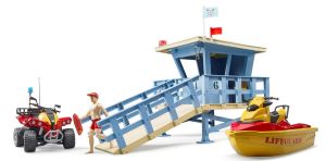 BRU62780 - Cabane de sauveteur en mer avec véhicules et sauveteur