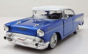 MMX79030BLEU - CHEVROLET BelAir 1957 coupé Bleu avec toit blanc